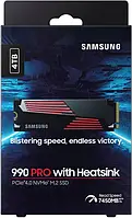 SSD накопичувач Samsung 990 Pro 4TB with Heatsink (MZ-V9P4T0CW), M.2 PCIe 4.0 x4 V-NAND, (up to 7450/6900 MB/s), 176 слойна 3D