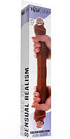 Двосторонній фалос з рухомим крайнім тілом ToyJoy Get Real Skin 46см