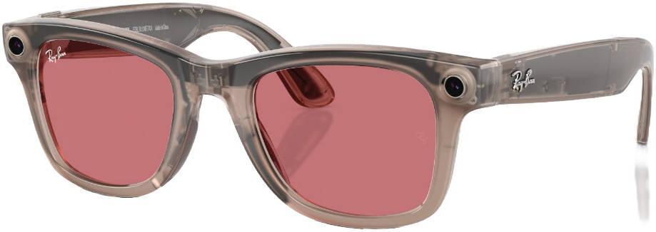 Смарт-окуляри Ray-Ban Meta Wayfarer Shiny Warm Stone Frame Clear/Watermelon Red Transitions Lenses