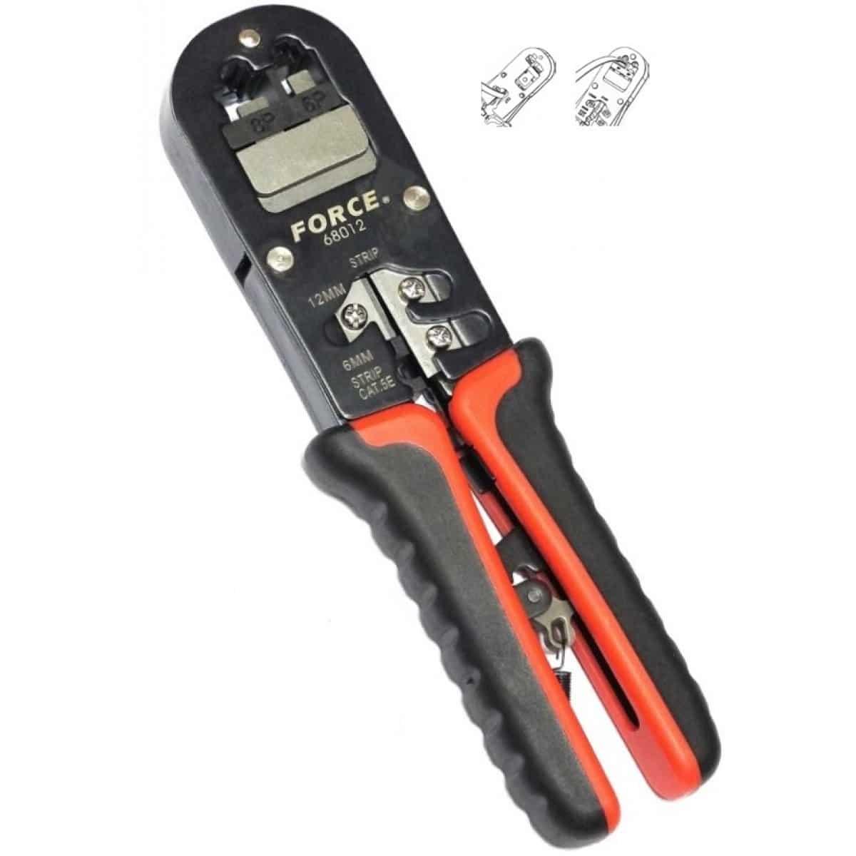 Кліщі для обтискання конекторів крученої пари RJ45, RJ11 (FORCE 68012)