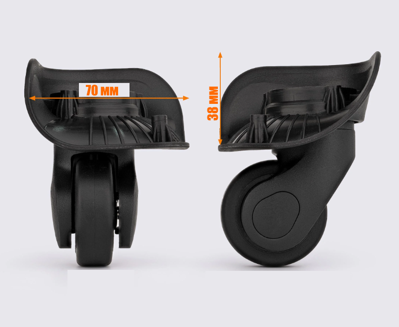 Ремонтні колеса для пластикових валіз/ (70 мм Х 73мм) /колеса для ремонту валіз /пара / 1488