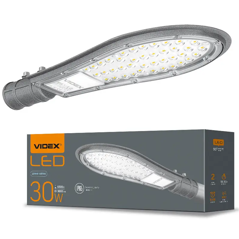 LED світлодіодний вуличний ліхтар VIDEX |30W, 5000K, 3000Lm, 100 Lm/W| Сірий (VL-SLE15-305)