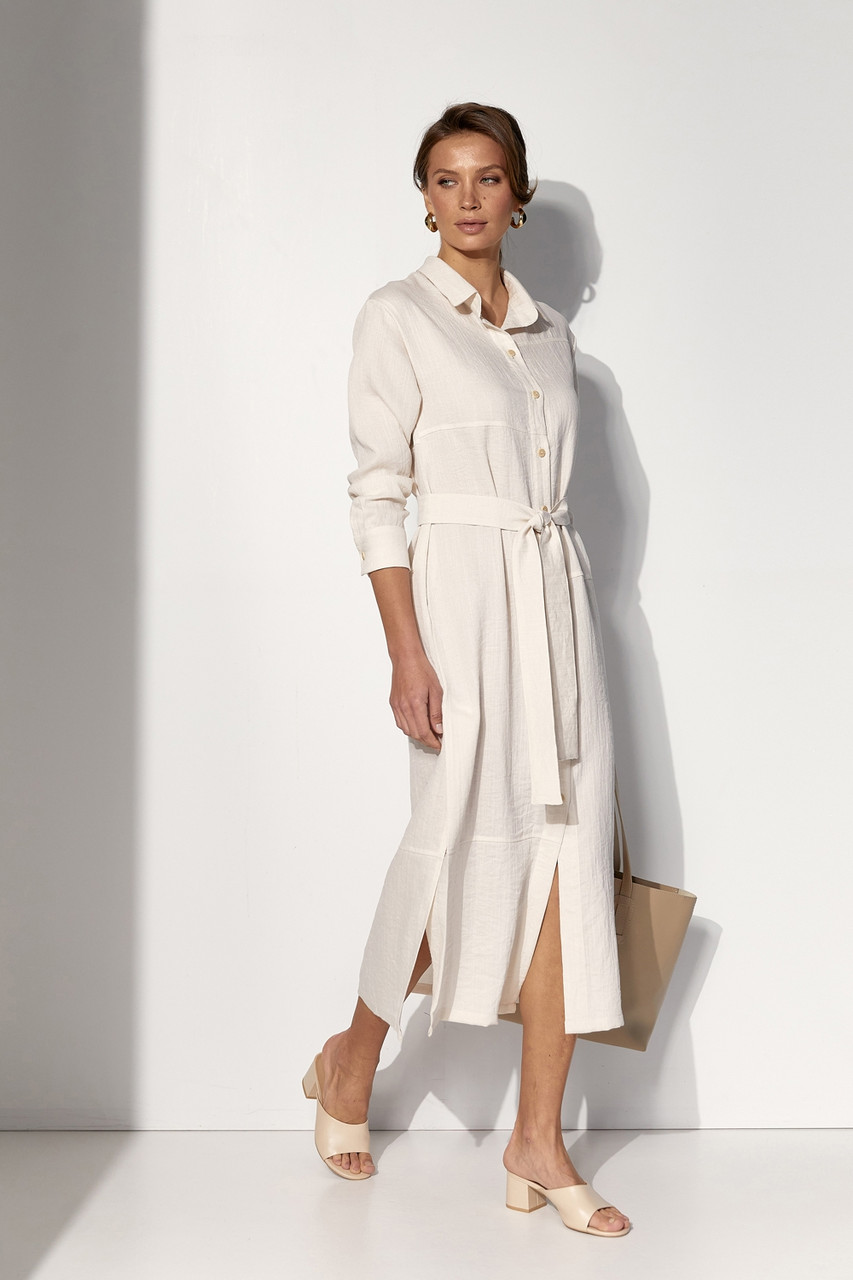 Сукня літня довга однотонна вершкового кольору, модель 3063