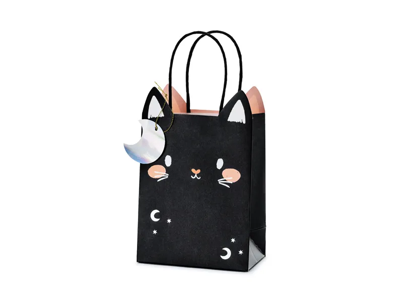 Подарунковий пакет "Котик" чорний Party Deco (8х14х18см) 1шт.