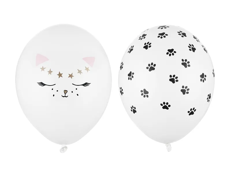 Латексні повітряні кульки 12" (30 см) "Кішечка" білі Party Deco (50шт.)