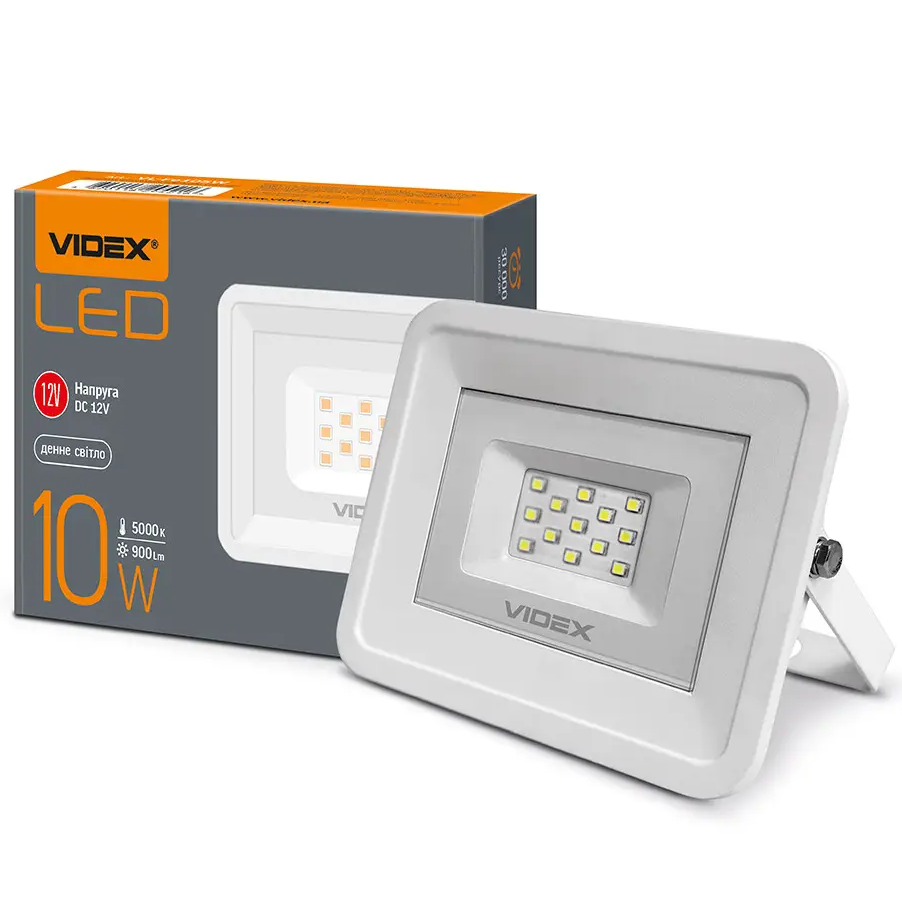 LED світлодіодний прожектор VIDEX Fe |10W, 5000K, 900Lm, 90 Lm/W| Білий (VL-Fe105W-12V)