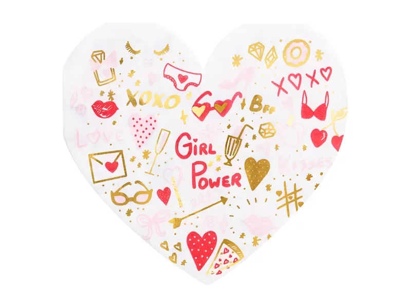 Паперові серветки "Серце Girl power" з тисненням Party Deco 16х15см (20шт) в уп