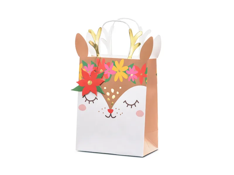 Подарунковий пакет "Оленятко" з тисненням Party Deco (20,5х30х10)см) 1шт.