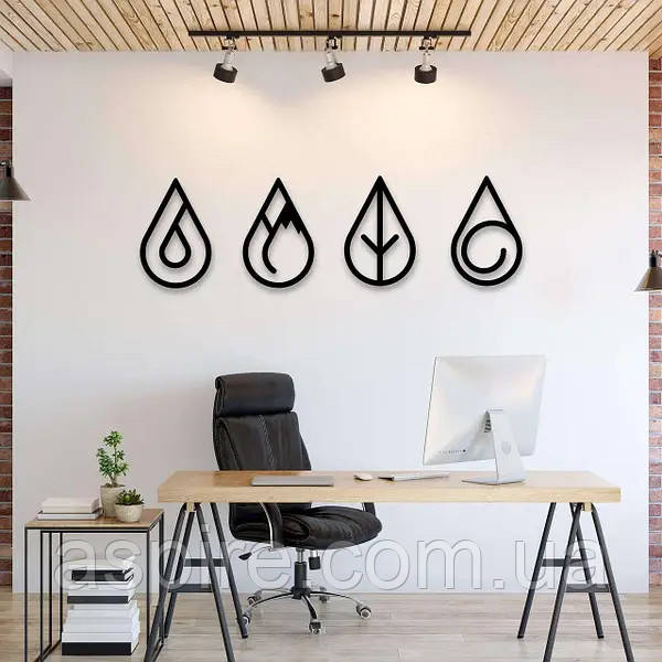 Дерев'яний декор на стіну 4 стихії, фото 1