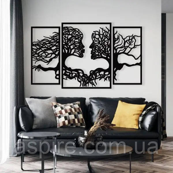 Панно на стіну Поцілунок чоловіка та жінки з дерева, фото 1