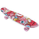 Скейт PennyBoard, 63х17cm, ручка, 5 видів, PU 60х45мм., фото 7