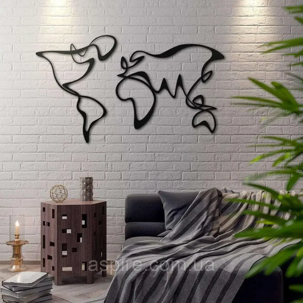 Абстрактна мапа світу — Дерев'яний декор на стіну, фото 1