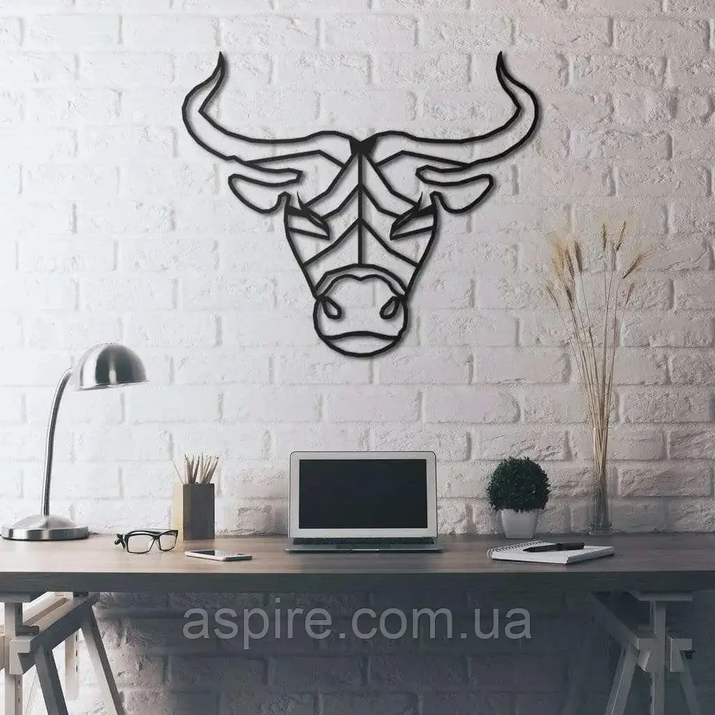 Бик (Taurus) — Полігональний дерев'яний декор на стіну, фото 1
