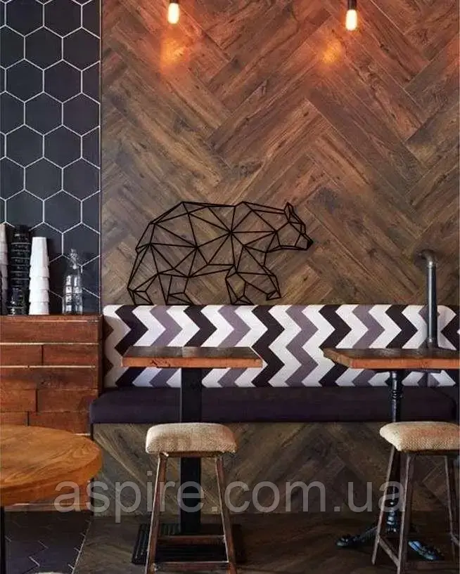 Ведмідь — Полігональний дерев'яний декор на стіну, фото 1