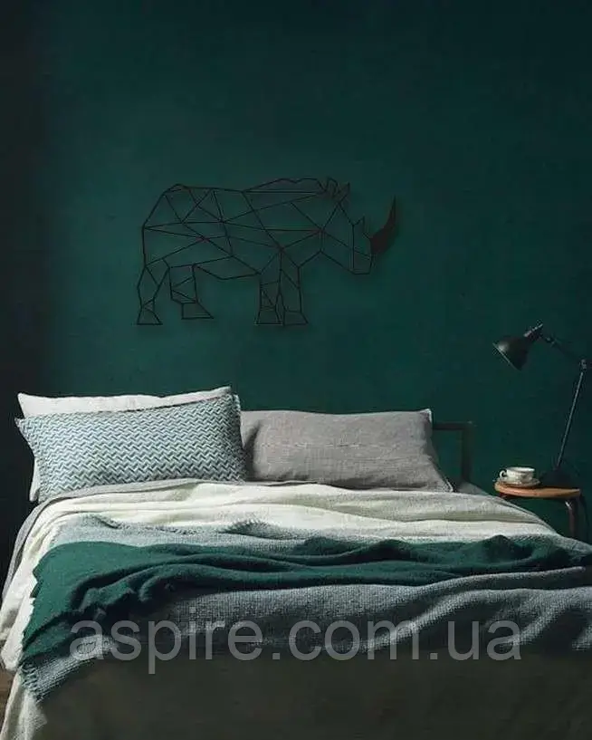 Носоріг — Полігональний дерев'яний декор на стіну, фото 1