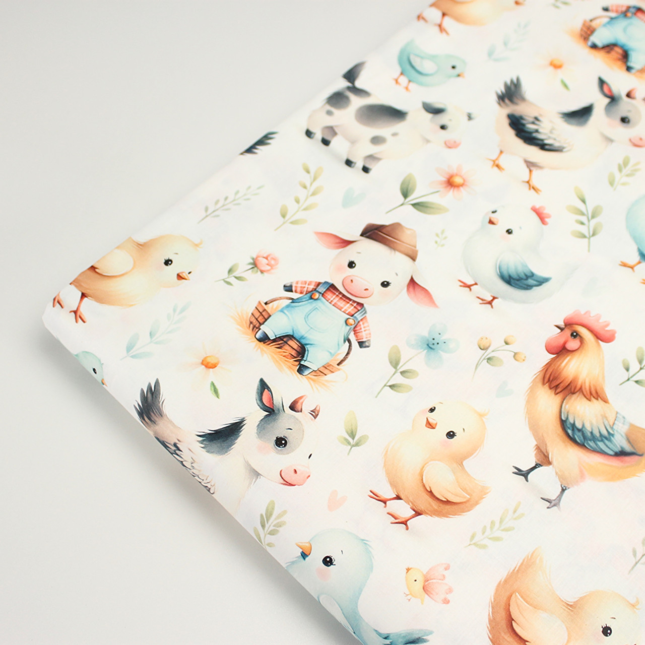 Лоскуток. Ранфорс digital з цифровим друком "Порося — фермер, теля та курча" No РЦ — 3468, 99*240 см, фото 1