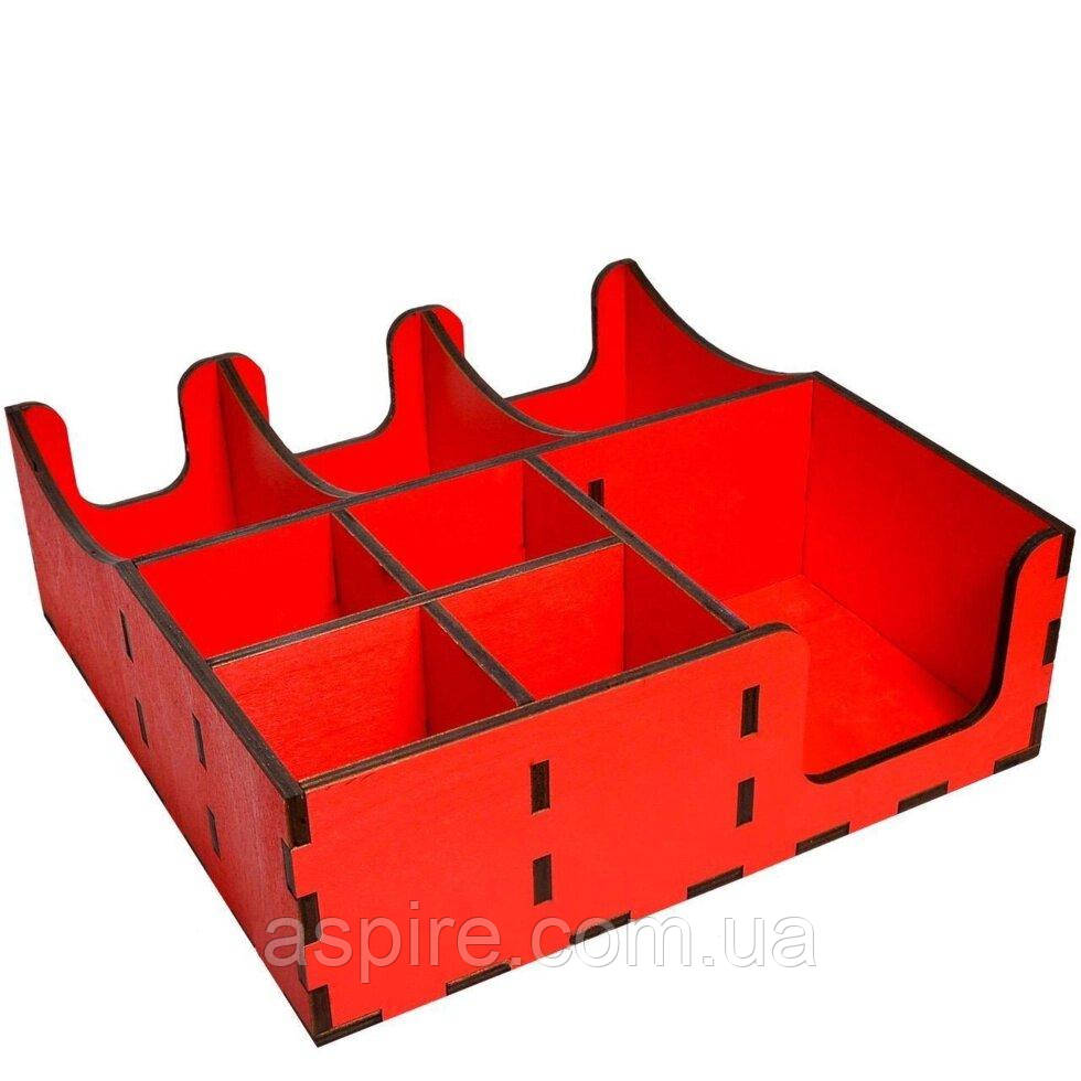 Організатор дерев'яний червоний з отворами d/кришки 30*30, фото 1