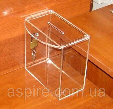 Ящик для надання 200х103х200 Матеріал акрил 3 мм прозоре передбачене вушко для навесн, фото 1