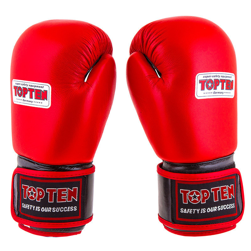 Боксерські рукавички TopTen, шкіра, 12 oz червоний