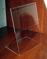 Менюхолдер тейбл тент А4 L-подібний вертикальний Монолітний прозорий полікарбонат 2 мм