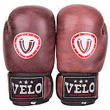 Боксерські рукавички Velo antique, шкіра, 10 oz., фото 4
