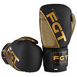 Боксерські рукавички FGT 2560, Flex, 12 oz, чорний/золото, фото 4