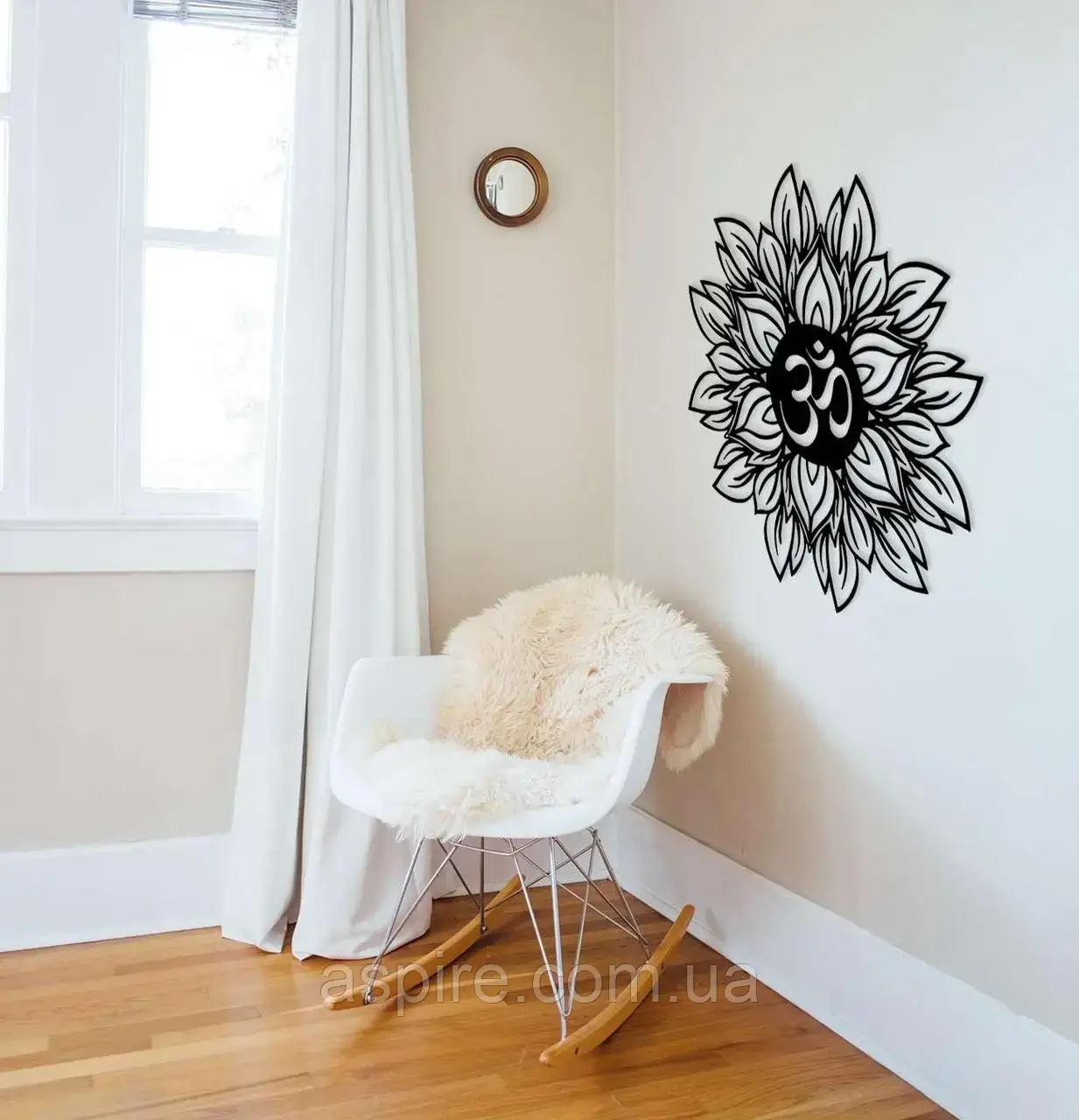 СИМВОЛ ОМ З МАНДАЛЕЮ — ДЕРІВ'ЯНИЙ ДЕКОР НА СТАНУ, фото 1