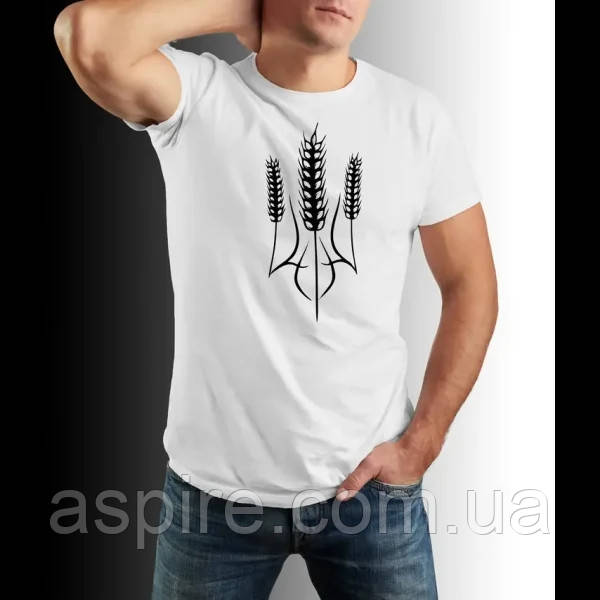 Чоловіча футболка біла з гербом України, фото 1