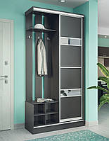 Відкритий стильний сірий передпокій шафа купе 120 см у коридор Єва Київський Стандарт антрацит