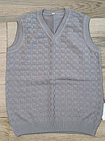 Жилет трикотажний в'язаний для хлопчика Переплет сірий, 146-152