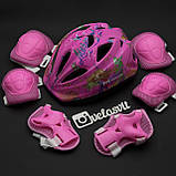 Фірмовий комплект захисту, шолом Maraton+ наколінники, налокітники, рукавички для дівчинки рожевий захист, фото 2