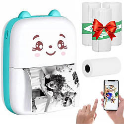 Портативний міні принтер + Подарунок 3шт Клейкий термопапір / Дитячий термопринтер / Принтер для телефону