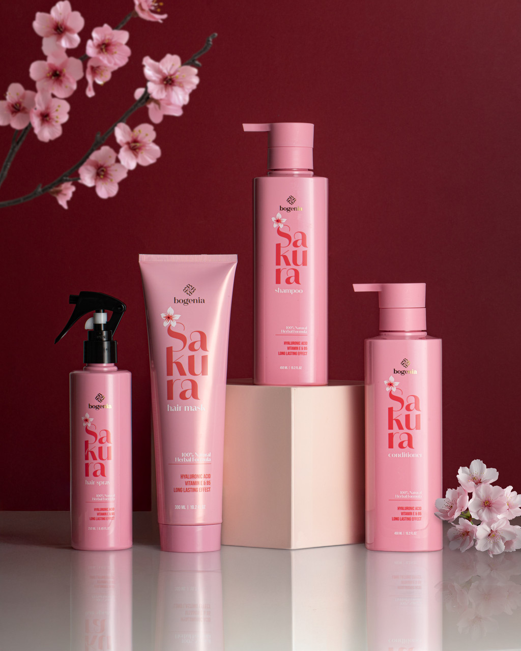 Набір для волосся Sakura Bogenia (шампунь, кондиціонер, маска, спрей-термозахист), фото 1