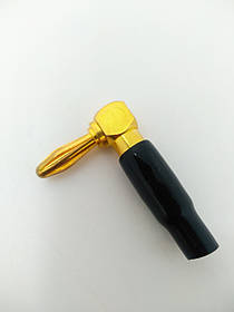 Штекер акустичний Banan кутовий, gold, чорний