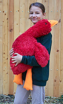 М'яка іграшка Гусак-обійма 90 см Довга м'яка іграшка для сну Іграшка гусак Червоний