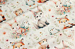 Ранфорс digital з цифровим друком "Лисички з гілочками зайчик та пінгвіни" № РЦ - 3469, фото 4