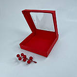 Коробка для пряника, 150*150*30 мм, з вікном, червона, фото 2