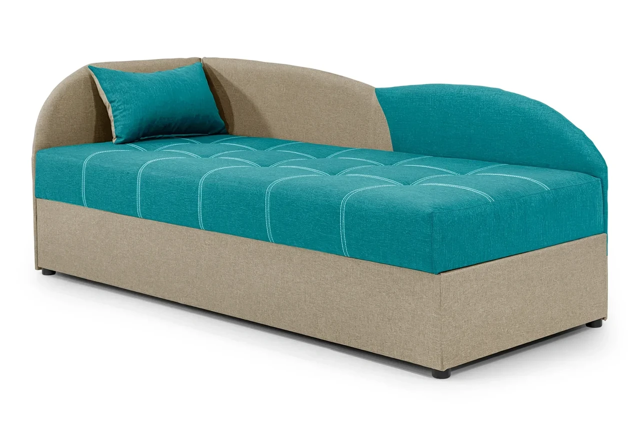 Диван-ліжко одномісний Хвиля (стандарт) рогожка аква з карамеллю, фото 1