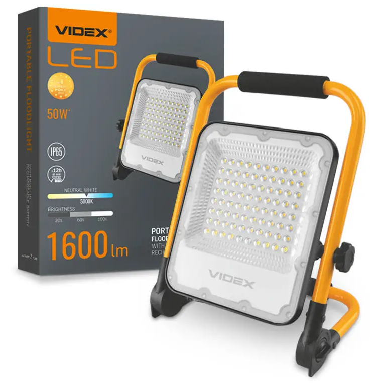 LED світлодіодний прожектор VIDEX F2A |50W, 5000K, 1600Lm, 3.7V| Чорно-жовтий (VL-F2A-505)