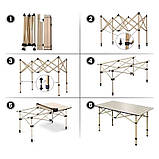 Стіл розкладний туристичний з чохлом для відпочинку на природі 53x51x50см SC10JBR БЕЖЕВИЙ, фото 9