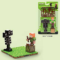 Конструктор магнітний T9943 A Minecraft Майнкрафт Алекс, Візер, зброя, з магнітною підставкою, 10 деталей