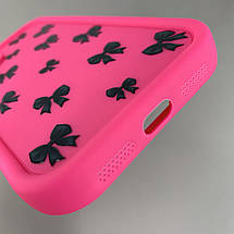 Чохол для iPhone 11 чохол з високими бортами з чорними бантиками на телефон айфон 11 малиновий q05t, фото 4