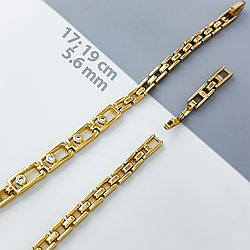 Браслет "Дорожка" із вставкою цирконію, р.17; р.19;  медзолото Xuping, позолота 18К