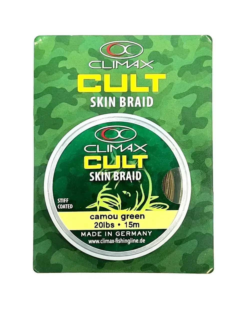 Повідцевий матеріал у матовому обплетенні Climax CULT Skin Braid 20lb 15 m camou brown mat finish