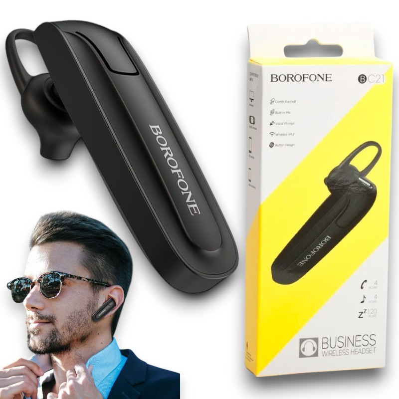 Бездротова Bluetooth гарнітура Borofone BC21, з мікрофоном, кнопкою відповіді, до 6 годин роботи
