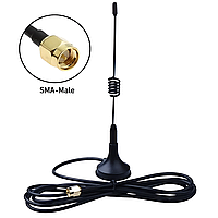 Антена з магнітом UHF 470 МГц 7dBi SMA Male 1м, зовнішня для рацій, систем автоматики, автомобільна, LoRa