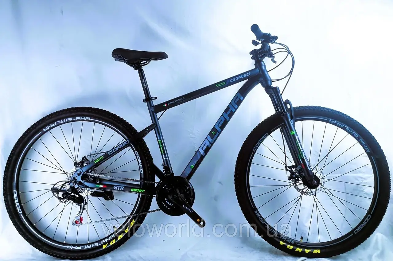 Велосипед спортивний Corso 29" дюймів "ALPHA" рама сталева 19'', обладнання Shimano, 21 швидкість, зібраний на 75%