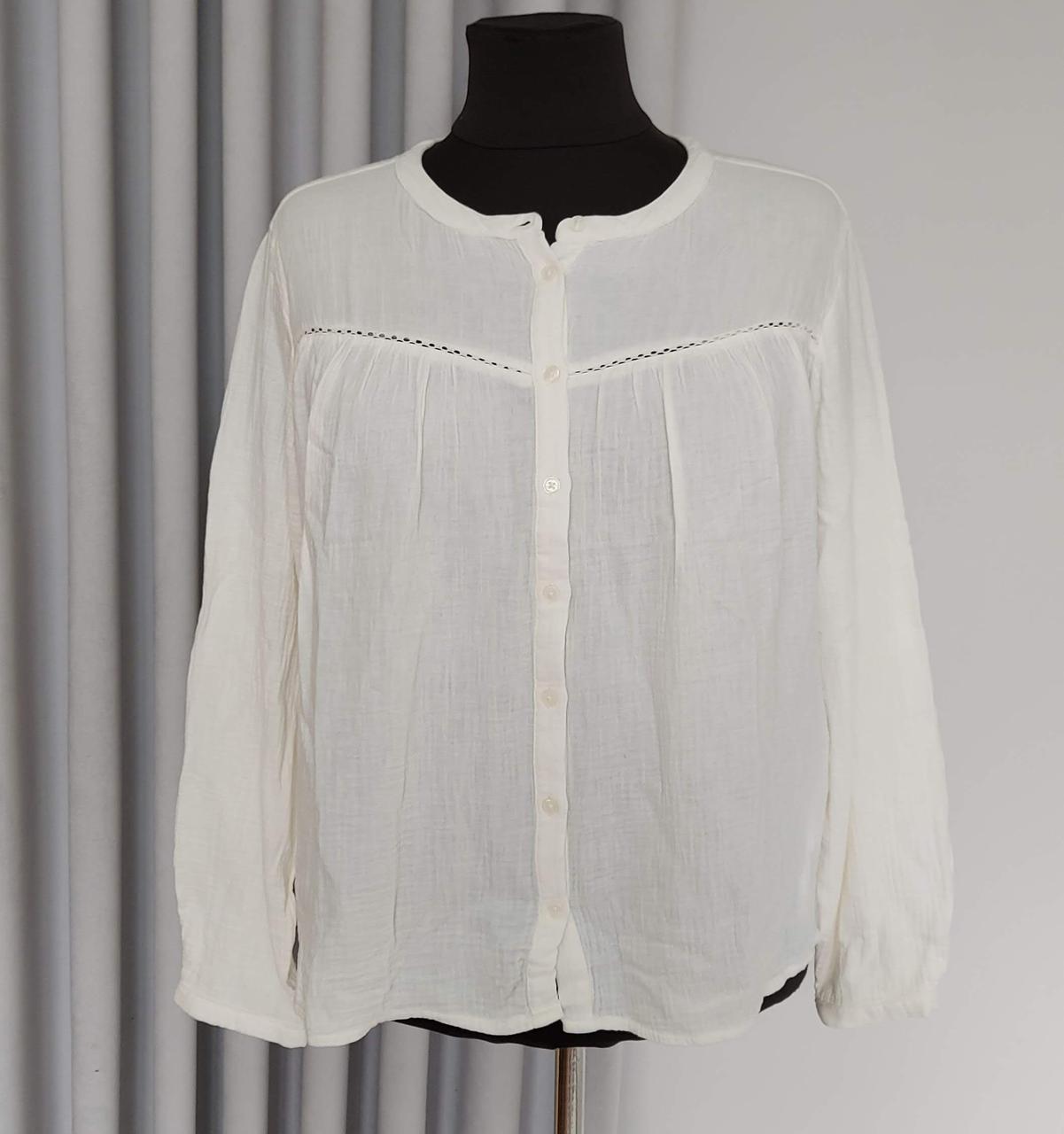 Блуза жіноча однотонна «Organic Cotton» на гудзиках з довгими рукавами (з 52 по 62 р)