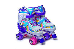 Ролики-квади зі світними колесами Scale Sports Веселка фіолетові, розмір 29-33