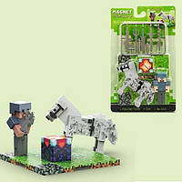 Конструктор магнітний T9944 B Minecraft Майнкрафт Стів, кінь, блок, зброя, з магнітною підставкою, 10 детал